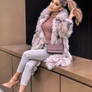 Ariana Grande White and Gray Fur Fake 2