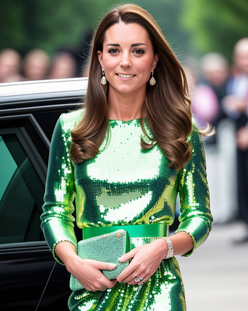 Princess Kate Green Sequin Dress AI Fake by mph1967 on DeviantArt