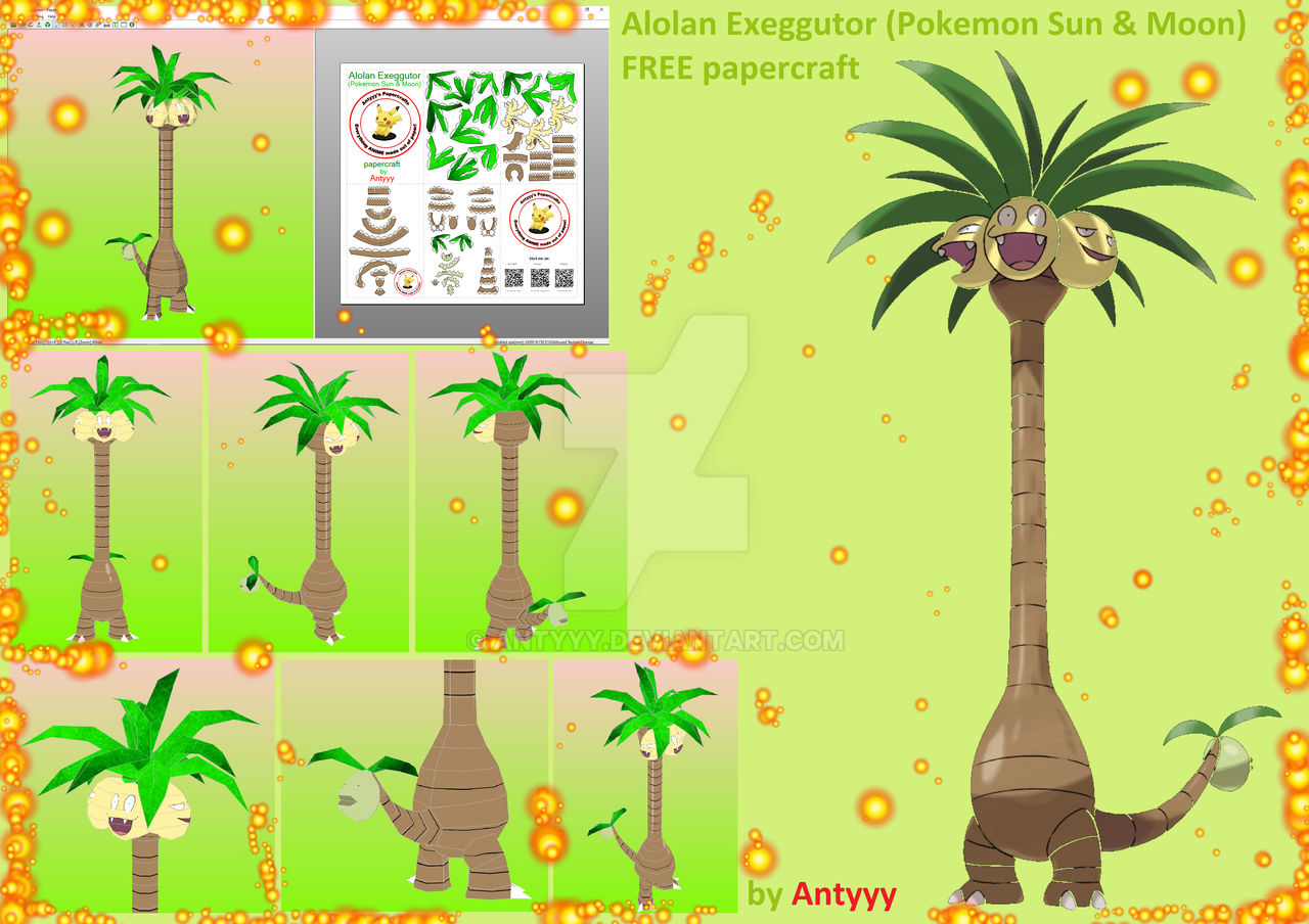 Alolan Exeggutor (Pokemon) FREE papercraft by Antyyy on DeviantArt