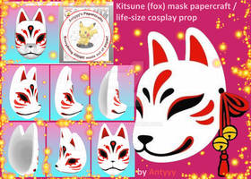 Kitsune Mask (Fox Mask cosplay prep) papercraft