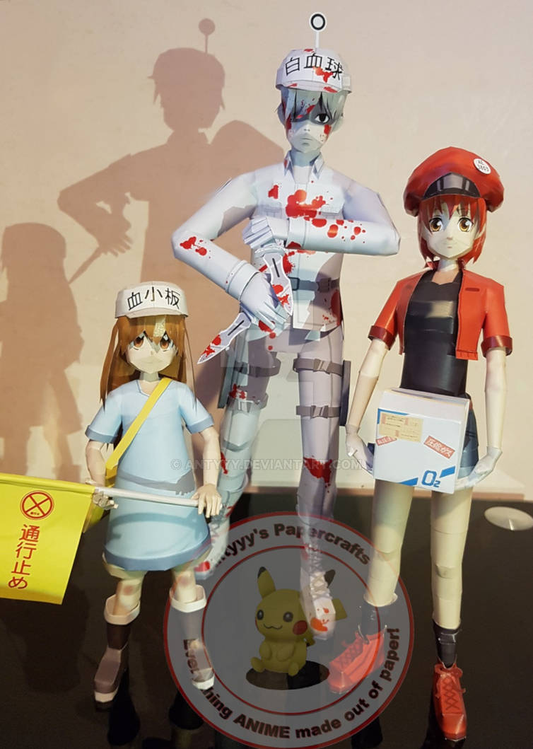 Hataraku Saibou (Cells at Work) papercraft group by Antyyy on DeviantArt