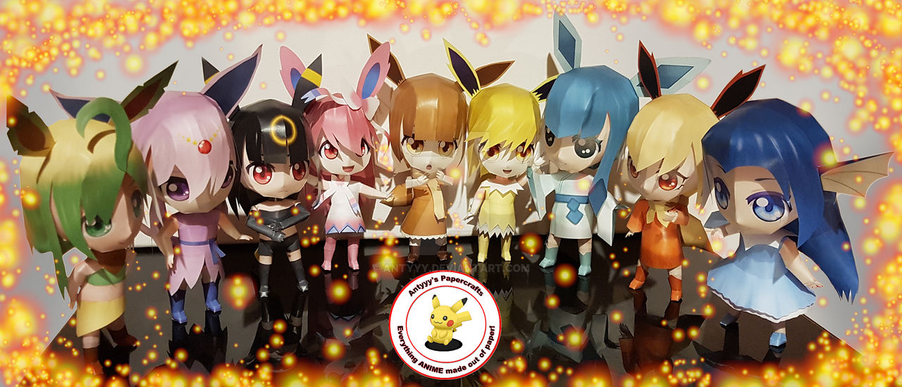 Eeveelution chibi human built papercrafts by Antyyy on DeviantArt