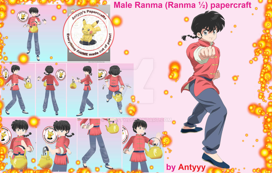 Male Ranma (Ranma 1/2) papercraft by Antyyy on DeviantArt