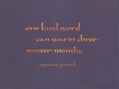 One kind word ...