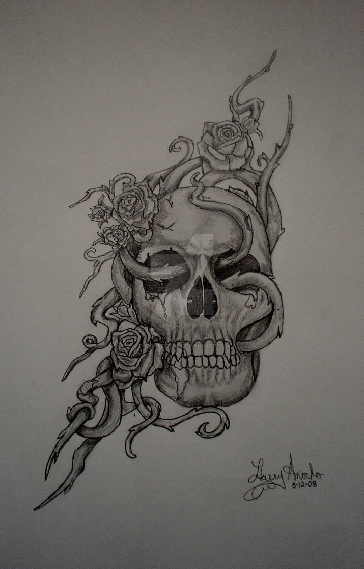 Skull Rose Pencil Drawing by fuddtazztwo on DeviantArt