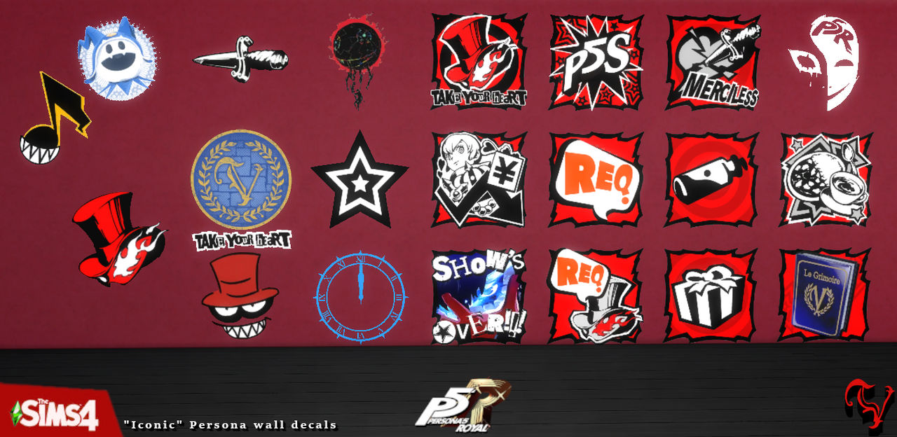 Sims 4 cc : Persona 5 Royal - Wall Decals/Stickers by VelvetCompendium ...