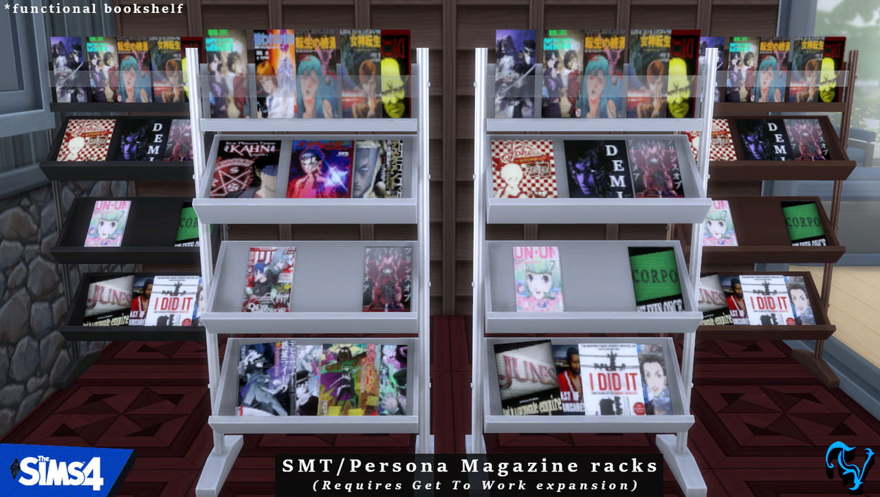 Sims 4 CC - SMT/Persona magazine rack (GTW) by VelvetCompendium on ...