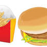 burger, fries and shake