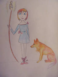 Cartoon Girl with Coyote Pal