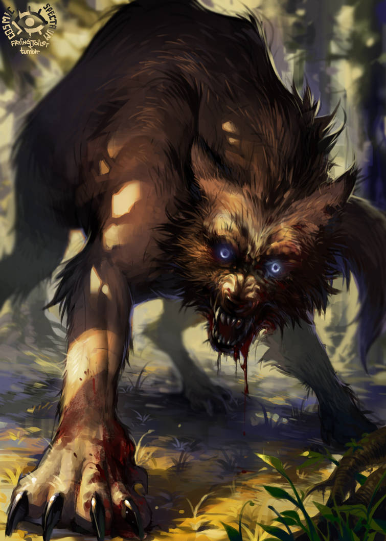Страшный рев зверя. Вервольф волк оборотень. Мифические звери. Фэнтези существа.