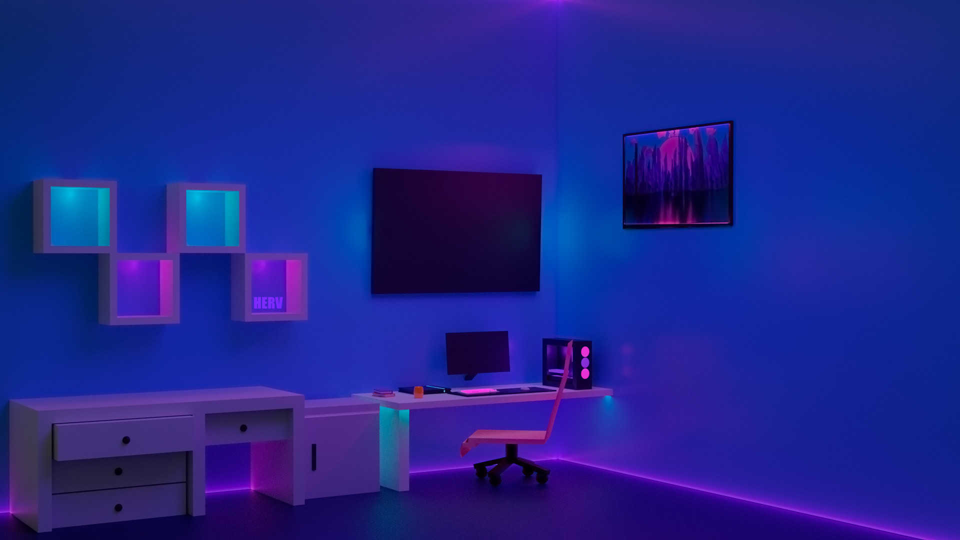 Gamer Room in Low Poly by imherv on DeviantArt