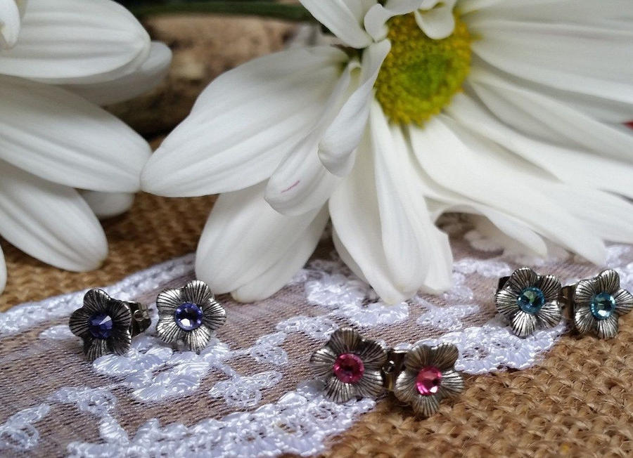 Choose 3 Pairs Swarovski Flower Post Earrings