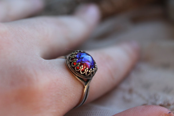 Dragon's breath silver ring 10mm crowned