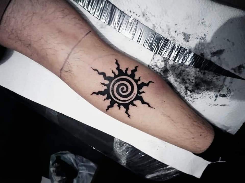 Sun spiral tattoo by leyaink on DeviantArt