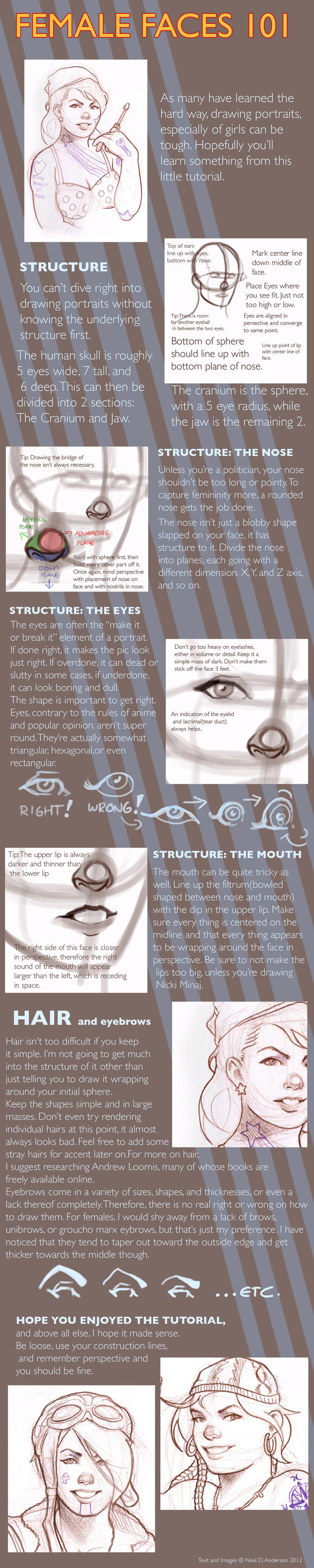 Female Face Portrait Drawing Tutorial