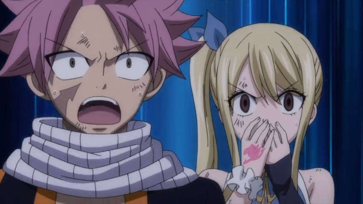 Fairy Tail FS - Natsu and Lucy horrified by Soundmast on DeviantArt