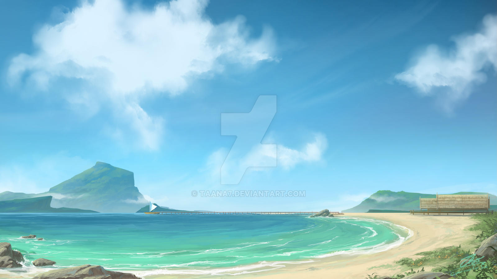 Beach Deviantart Background Commission Artwork : Chilling Beach Background by Taana7 on DeviantArt