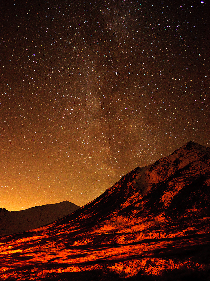 Milky way and city glow