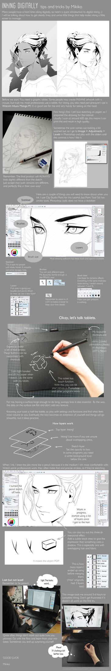 Inking Digitally - tips and tricks by Zombiesmile