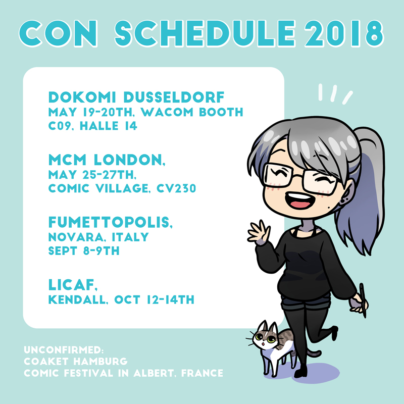 Miki's Con Schedule 2018 by Zombiesmile