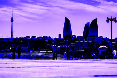 Flame towers view (blue n purple tone)