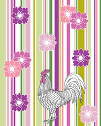 White Cockerel And Flowers
