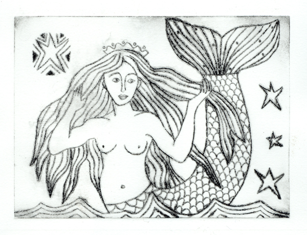 Craster Mermaid Etching