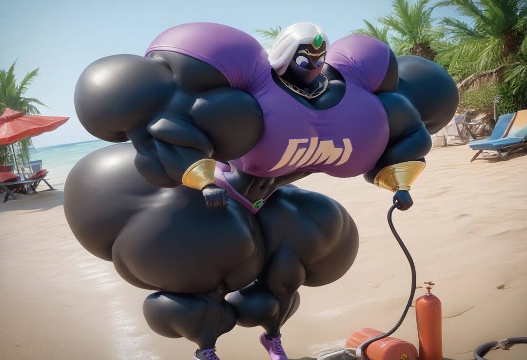 Queen Oreo Inflation Queen Tyrahnee Muscle Beach Inflation by DarkLady94Two on DeviantArt