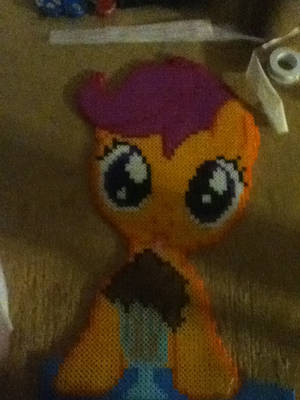 Scootaloo Drinking Root Beer Ironed Bead Sprite