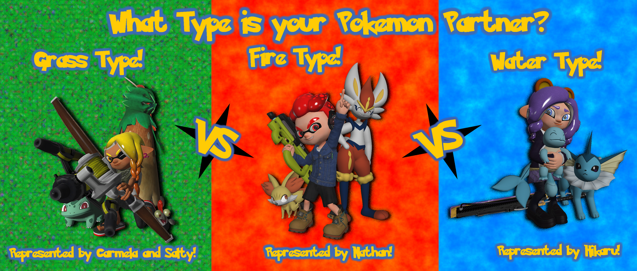 Splatfest! Pokemon Starter Types! by The1996Hedgehog on DeviantArt