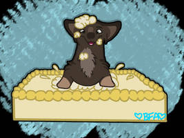 Corgi Jumping from Cake