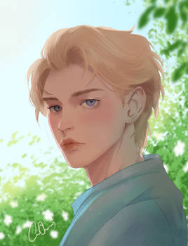 Blonde hair guy portrait 