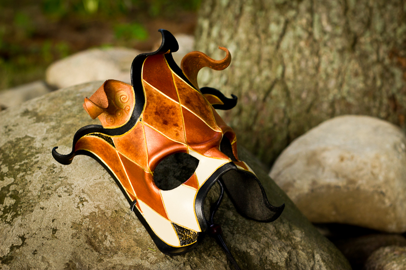 Handmade Leather Jester Mask