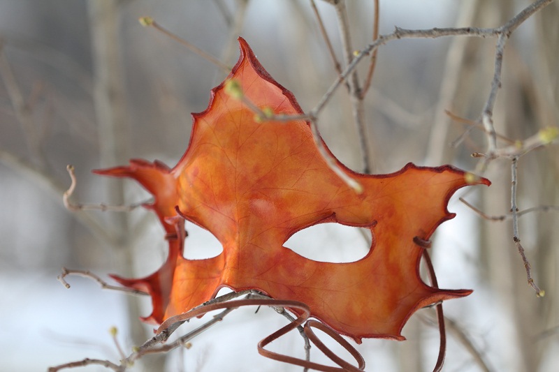 Orange Maple Leather Mask