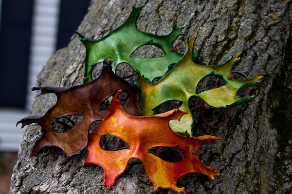 Oak Leaves Handmade Leather Masks