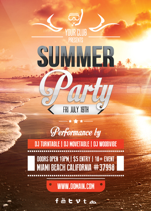 Summer Party Flyer Template By Vectormediagr On Deviantart