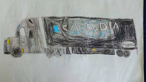 Old semi truck drawing