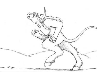 Kaz bugling - female minotaur