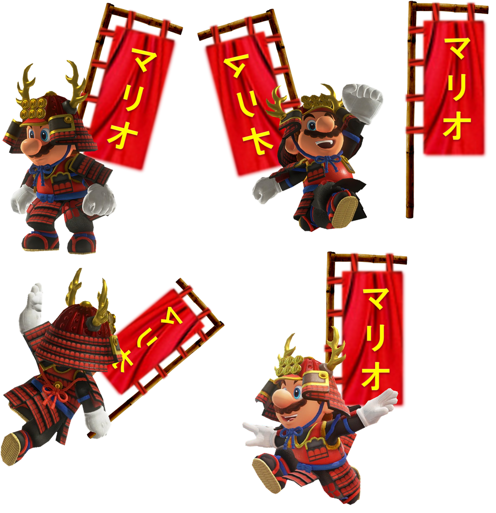 Samurai Mario renders by TheNightcapKing on DeviantArt