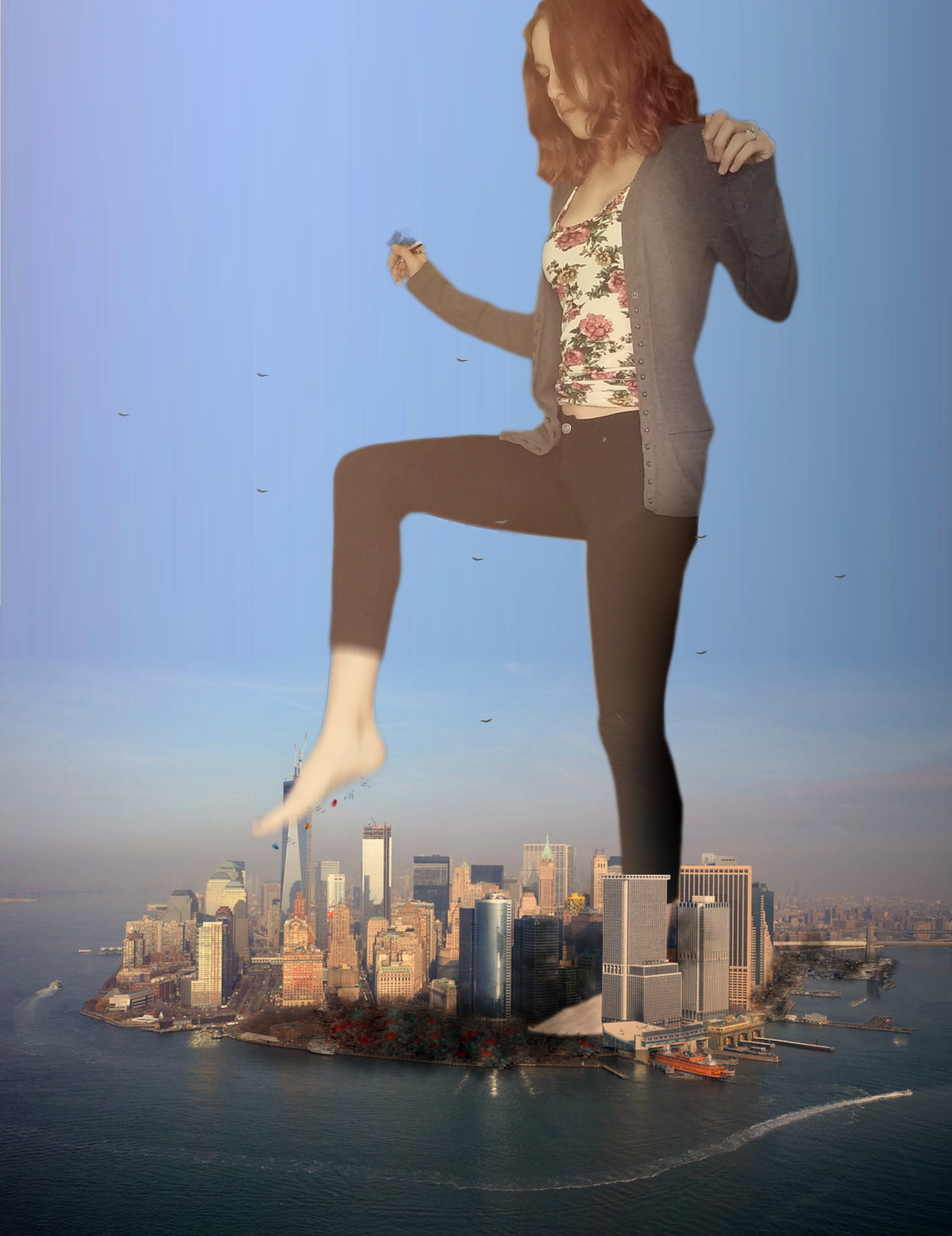 Giantess Kaitlin's Downtown Rampage