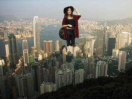 Giantess Andra Gogan visits Hong Kong