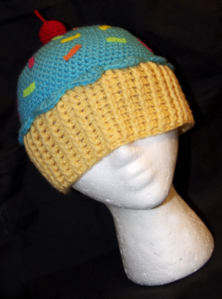 Blue Raspberry Crochet Cupcake Beanie