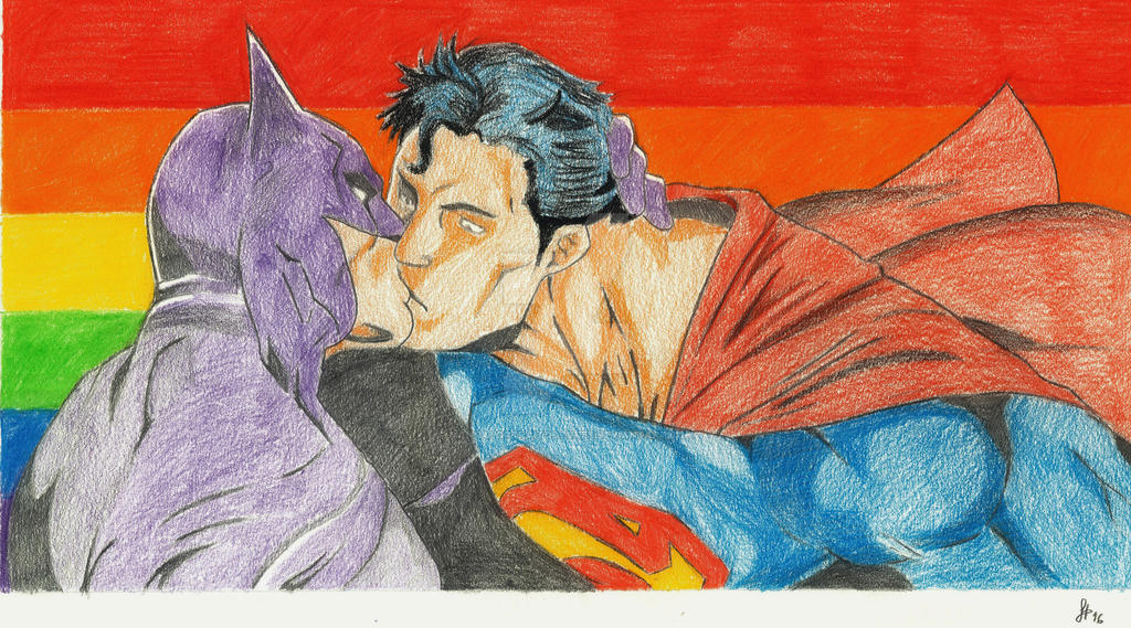 Batman y Superman Kiss by MangaPortraitDolores on DeviantArt