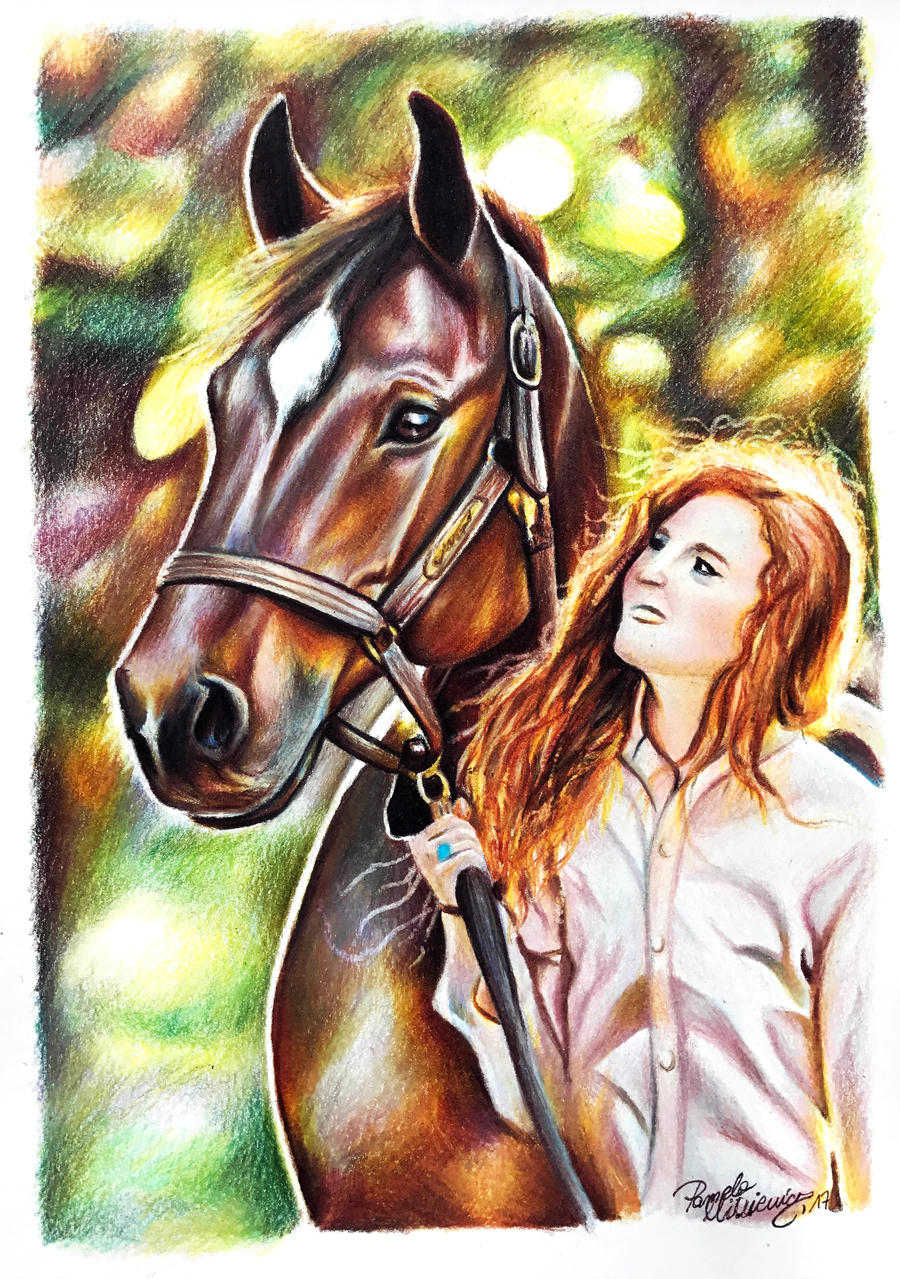 Portrait of horse and owner