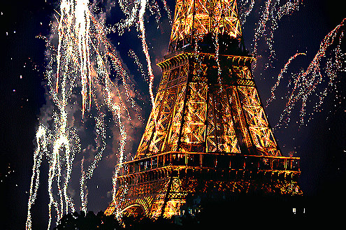 Torre Eiffel  con fuegos artificiales Gif