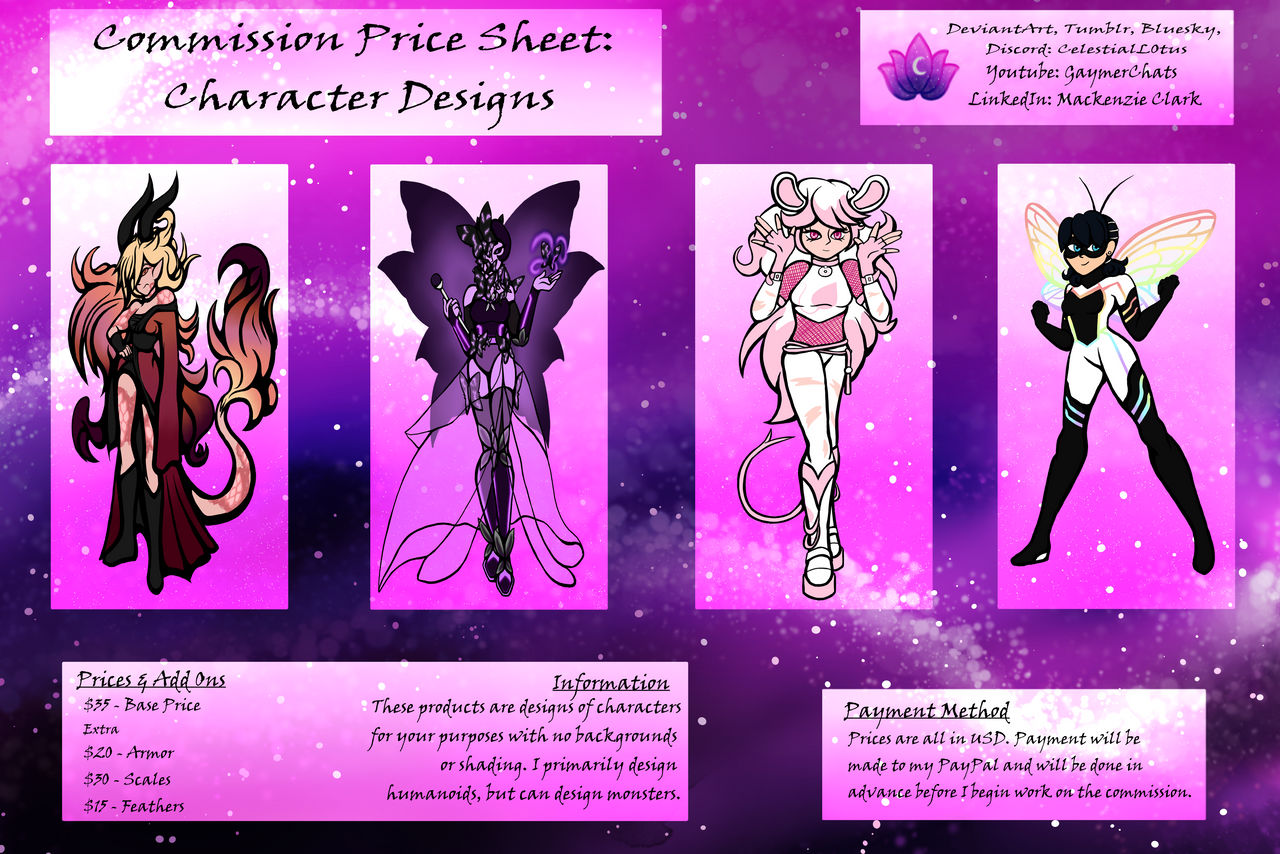 Pinterest Commissions Character Commissions: Character Designs by CelestialL0tus on DeviantArt