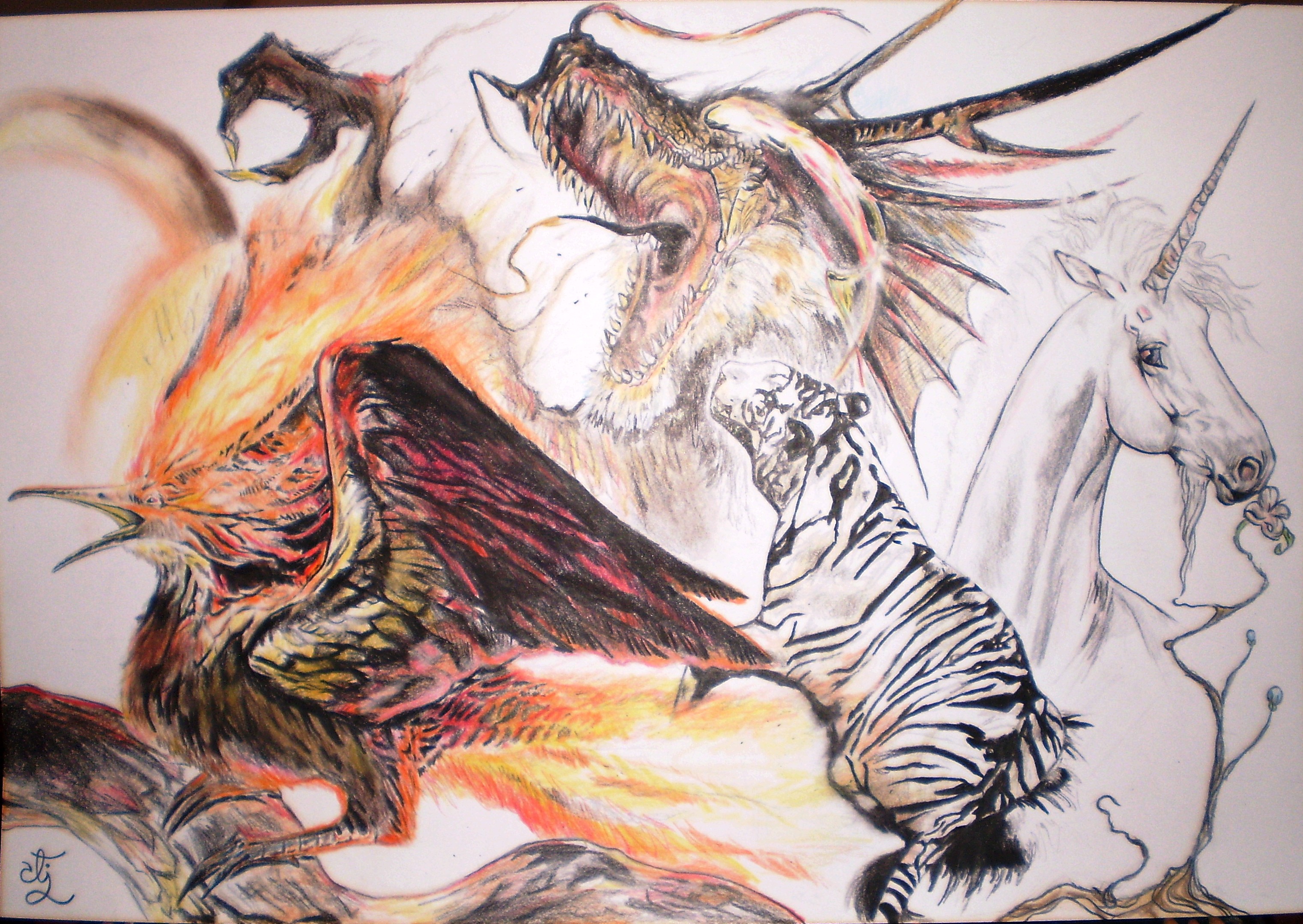 Phoenix, Tiger, Unicorn, Dragon