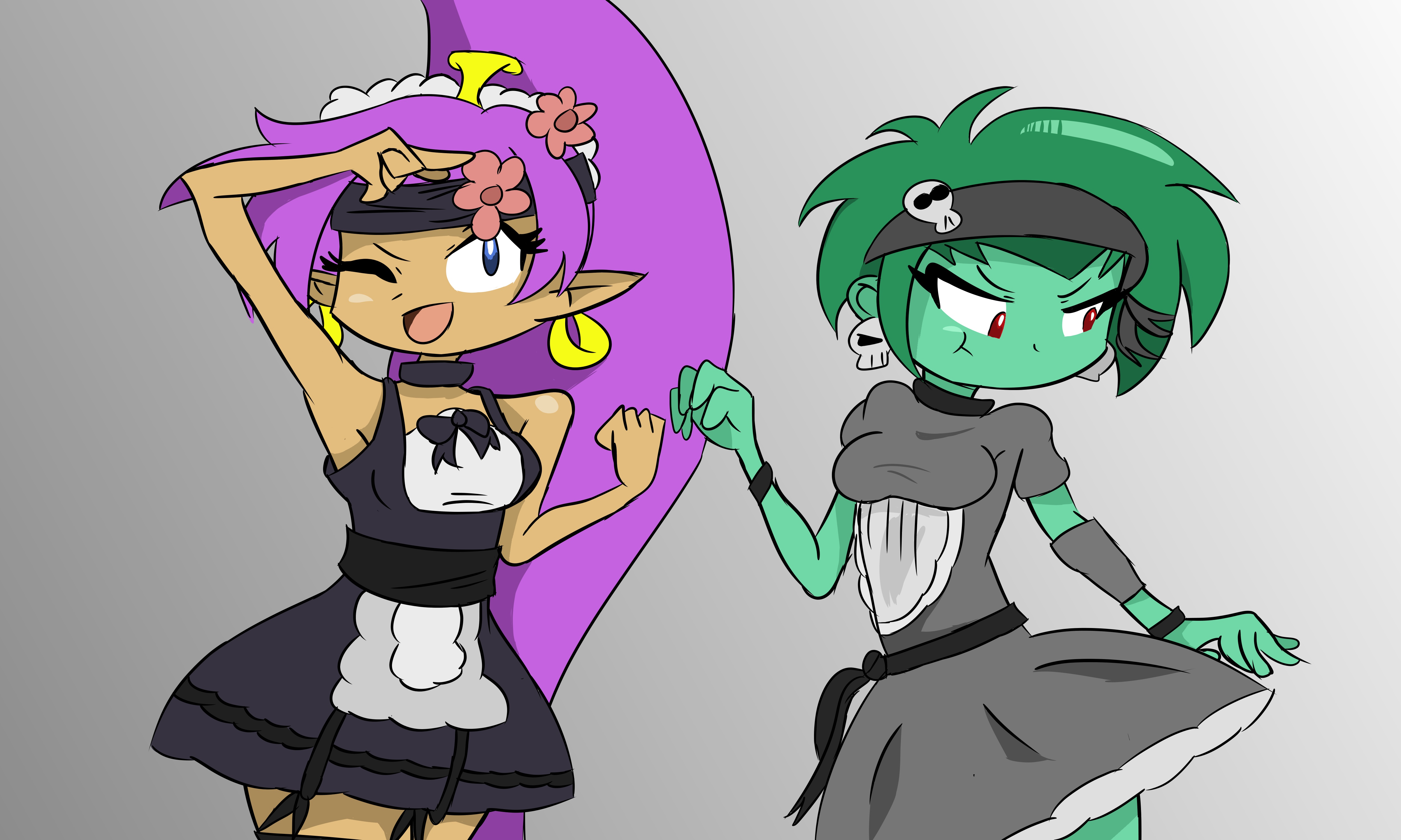 Shantae and Rottytops (Maid Outfits) by Y2Sketch on DeviantArt