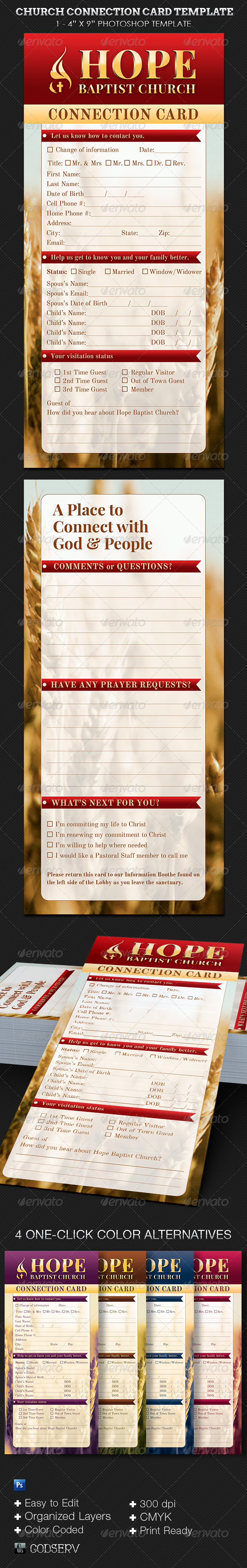 Church Connection Card Template