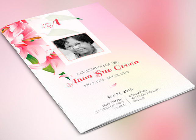 Petals Funeral Program Publisher Template